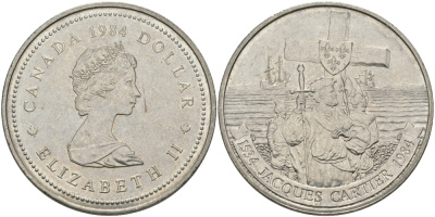 Канада 1 доллар 1984 Жак Картье KM 141 никель UNC 97-225