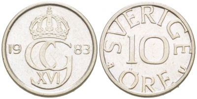 Швеция 10 эре 1983 U Карл XVI Густав (1973- ) KM 850 медно-никель 3955-349