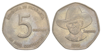 Никарагуа 5 кордоб 1980 KM 44 медно-никель 4641-421