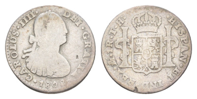 Мексика 1 реал 1808 Mo, Карл IV (1788-1808) KM 81 серебро 603-831