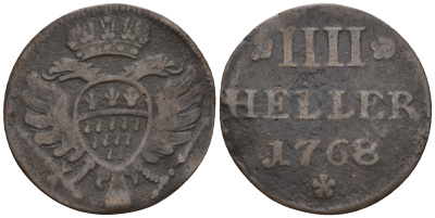 Кельн 4 геллера 1768  KM 440, Noss 644 ff медь    220-815