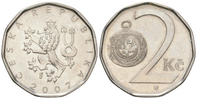Чехия 2 кроны 2007 b’ KM 9 сталь плакированная никелем aUNC 4516-636