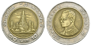 ТАИЛАНД 10 БАТ 1994 2537 ГОД KM 227 биметалл 4385-1016