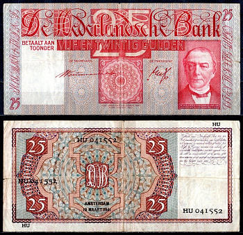 Нидерланды 25 гульденов 1941 Виллем Корнелис Меес Pick 50 (2) бумага 7457-1-1-2