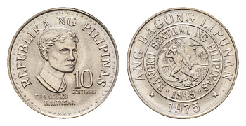 Филиппины 10 сентимо 1975 KM 207 медно-никель UNC 4640-434