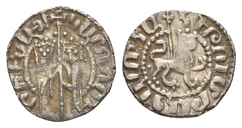 Киликийская Армения трам 1226-1271 Хетум I и царица Забель, держат крест/лев с патриаршим крестом  серебро    1516-512