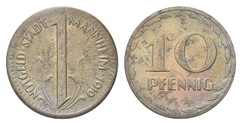 Мангейм 10 пфеннигов 1919 Funck 315.2, Men18 20355.4 железо 4708-966