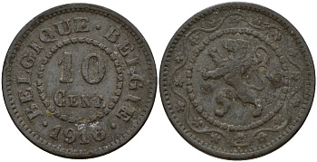 Бельгия 10 сантимов 1916 KM 81 цинк 4187-932