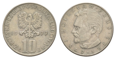 Польша 10 злотых 1977 Болеслав Прус Y 73 медно-никель 4633-133