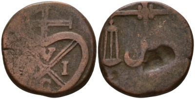 Британская Индия 1/2 пайса 1802-1829 Бомбейское президентство KM 197 медь 4112-143