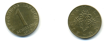 АВСТРИЯ 1 ШИЛЛИНГ 1976 KM 2886 алюминиевая бронза 80-356