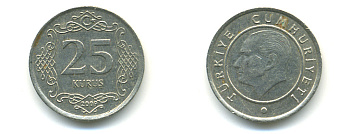 ТУРЦИЯ 25 КУРУШ 2009 KM 1167 медь никель цинк 176-816