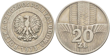 Польша 20 злотых 1973 монетный двор Кремница KM 67, Parchimowicz 245a медно-никель 4542-1146