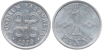 Финляндия 1 пенни 1979 KM 69а алюминий UNC 3334-1044