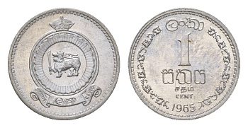 Цейлон 1 цент 1965  KM 127 алюминий  UNC  M64-09