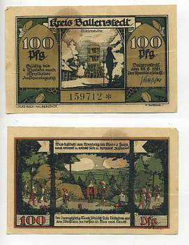 КРЕЙС-БАЛЛЕНШТЕДТ 100 ПФЕННИГОВ 1921 НОТГЕЛЬД, бумага 6317-31-2-2