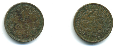 НИДЕРЛАНДЫ 1 ЦЕНТ 1929 ВИЛЬГЕЛЬМИНА (1890-1948) KM 152 бронза 54-1144