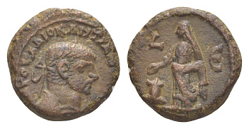 Римская Империя, Провинция Египет тетрадрахма 288-289 Диоклетиан, бюст императора/Евсевия у алтаря, олицетворение почтения и страха перед богами, Александрия, (из старой нидерландской коллекции) Dattari 5693 биллон 1100-9-83