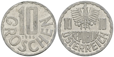 Австрия 10 грошей 1985 KM 2878 алюминий 4135-254