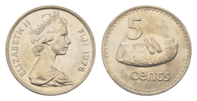 Фиджи 5 центов 1976 KM 29 медно-никель UNC 4687-1149