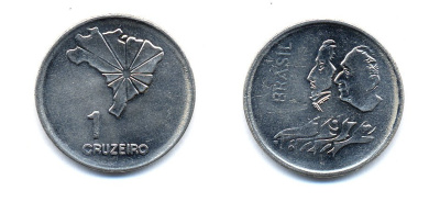Бразилия 1 крузейро 1972 150 лет независимости KM 582 никель aUNC 51-5723