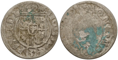 Польша 3 полкера (3 полторака - 1 крейцер) ND (1620-1627) Сигизмунд III Ваза (1587-1632) KM 41 серебро 4158-1039