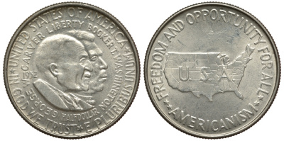 США 1/2 доллара (50 центов) 1952 Джордж Карвер и Букер Т. Вашингтон KM 200 серебро aUNC 3896-1321