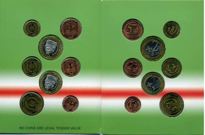 Чечня набор из 8 монет 2005 европробники, в оригинальном картонном буклете, тираж 7000 экз. 00-00