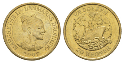 Дания 20 крон 2007 Корабли - Ледокол KM 921 алюминиевая бронза UNC 4657-1255