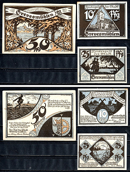 Гревесмюлен (Мекленбург-Шверин) набор из 3 нотгельдов ND 7556-13-3-1