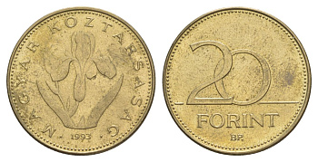 Венгрия 20 форинтов 1993 KM 696 никель латунь 4633-527