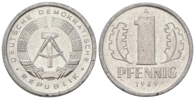 ГДР 1 пфенниг 1989 A KM 8.2 алюминий 4668-1213