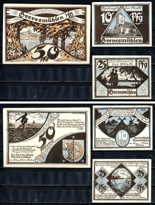 Гревесмюлен (Мекленбург-Шверин) набор из 3 нотгельдов ND 7556-13-3-1