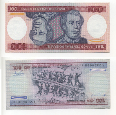 БРАЗИЛИЯ 100 КРУЗЕЙРО 1984 ПОДПИСЬ 21, ГЕОРЦОГ КАКСИАС Pick 198b бумага UNC (ПРЕСС) 6317-8-3