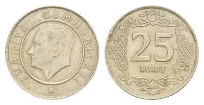 Турция 25 курушей 2011 Кемаль Ататюрк KM 1242 медно-никель 4647-627