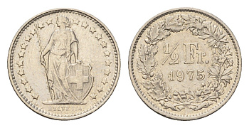Швейцария 1/2 франка 1975 KM 23a медно-никель 4685-856