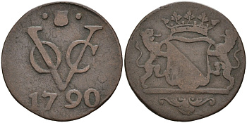 Нидерландская Восточная Индия, Утрехт (Утрехт) 1 дуит 1790 KM 111.1 медь 4577-323