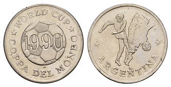 Великобритания медаль "Чемпионат мира 1990 - сборная Аргентина" 1990 диаметр 26 мм, вес 8 гр медно-никель aUNC 4656-352