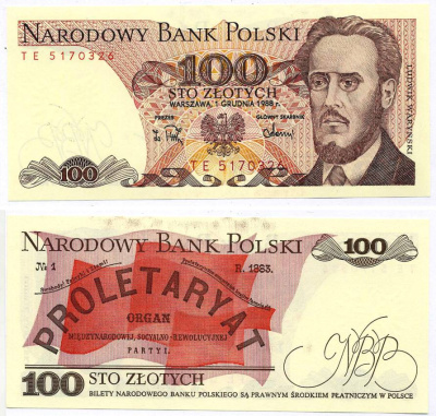 Польша 100 злотых 1988 Людвиг-Фаддей Варынский, манифест социал-революционной партии Pick 143 e бумага UNC (пресс) 8605-45-3-2