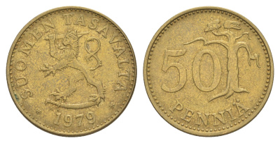 Финляндия 50 пенни 1979 KM 48 алюминиевая бронза 4648-513