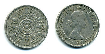 Великобритания 2 шиллинга (флорин) 1957 Елизавета II (1952-2022) KM 906, Spink 4146 медно-никель 540-534