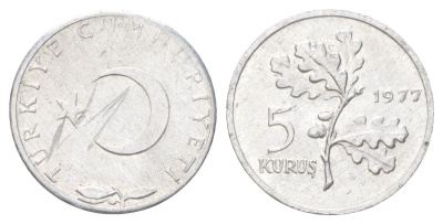 Турция 5 курушей 1977 редкий год KM 890a алюминий UNC 4627-953