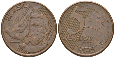 Бразилия 5 сентаво 2007 KM 648, Schon 156 сталь плакированная медью 4621-357