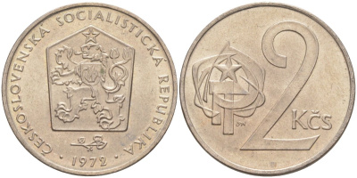 Чехословакия 2 кроны 1972 KM 75 медно-никель 217-1133