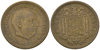 Испания 1 песета 1953 (63) Франсиско Франко (1939-1975) KM 775 алюминиевая бронза 4621-442