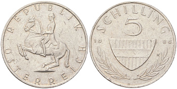 Австрия 5 шиллингов 1986 KM 2889a медно-никель 4142-1217
