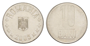 Румыния 10 бань (бани) 2005 KM 191 сталь плакированная никелем UNC 4632-1016