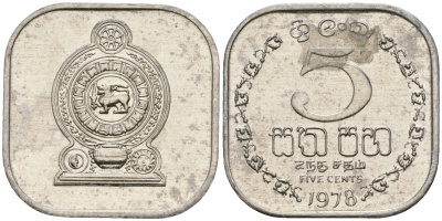 Шри-Ланка 5 центов 1978 KM 139a алюминий 4136-655