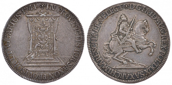 Саксония 1/2 талера 1741 Фридрих Август II, викарный выпуск KM A907, Mers.1698, Kahnt 640 серебро 00-00