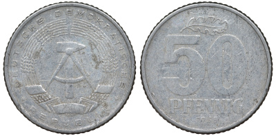 ГДР 50 ПФЕННИГОВ 1958 алюминий 62-636
